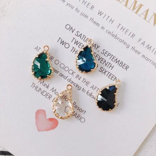 The charm of glass mixed color Drop Earrings alloy material to make DIY handmade material