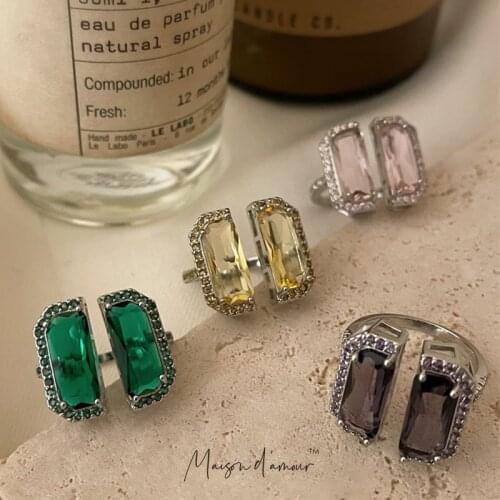 Wholesale Shiny Rhinestone Vintage Baroque Party Outfits Platinum Plating Opening Finger Rings Luxury Women Jewelry