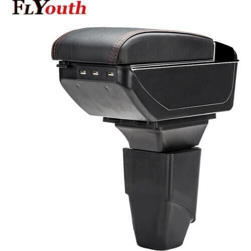 For Peugeot 207 206 2006-2013 Armrest Box USB Charging Heighten Double Layer Central Store Content Cup Holder Ashtray Styling