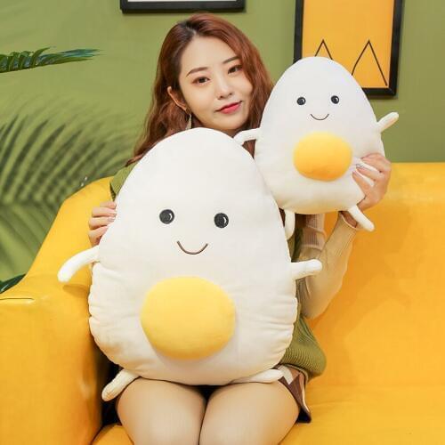 1PC 40-80CM Simulation Stuffed Cotton Soft Fried Egg Cushion Sleeping Pillow Plush Baby ToyStuffed Poached Egg Doll Sofa Pillow