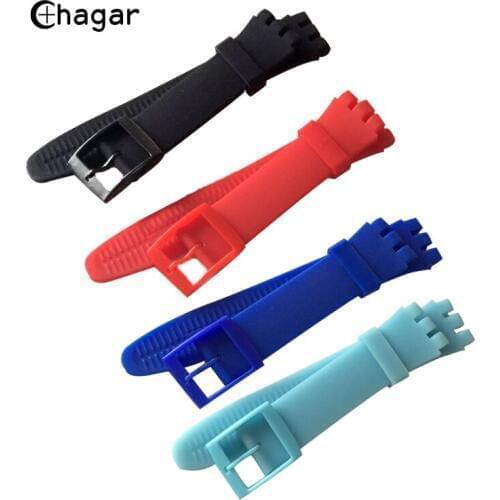 High Quality Watch Accessories Silicone strap for Swatch 19mm 20mm colorful Rubber wrist with plastic buckle Diving watchband