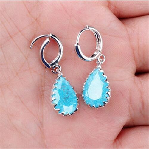 RONGQING 6Pairs/lot Ice Blue Water Droplets Zircon Earrings for Women High Quality Sisters Jewelry Gift