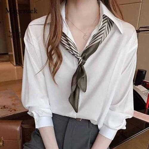 Korean Long Sleeve Simple Loose Blouses Women Top Plus Size 2021 New Autumn Solid ShirtCardigan Lady Clothing Blusas Mujer 9985