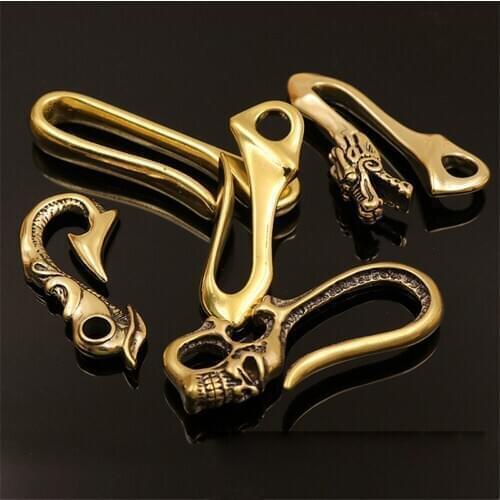 Vintage design designer leather craft wallet bag decoration S shape hook buckle skull dragon