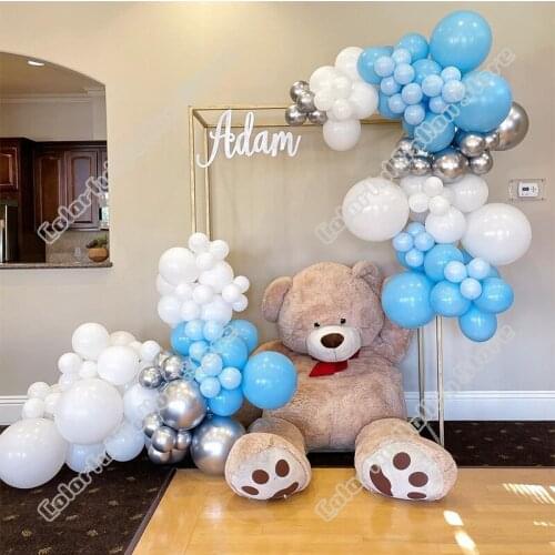 130pcs Light Blue Latex Balloon Arch Kit Silver Balloon Garland Wedding Birthday Party Background Baby Shower Event Decoration