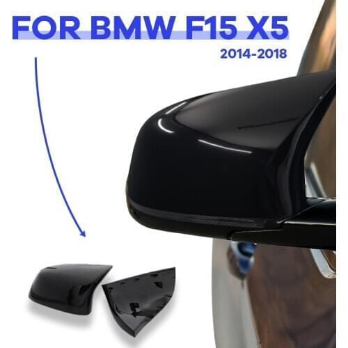 High quality 2pcs car Rearview Mirror cover Caps Replacement Glossy Black M style For BMW F15 X5 2014-2018