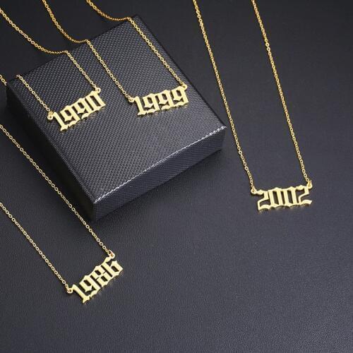 Women Custom Special Date Year Number Necklaces Gifts for Her Jewelry From 1985 1986 1996 1997 1998 1999 2000 to 2004