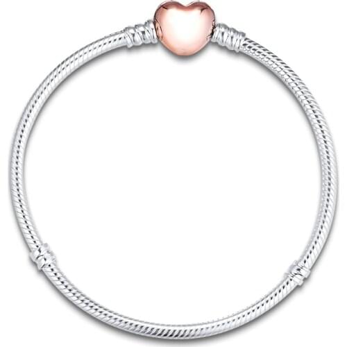 CKK Bracelet Rose Gold Forever Heart Bracelets Women Pulseira Feminina Masculina Pulseras Mujer Silver 925 Sterling jewelry