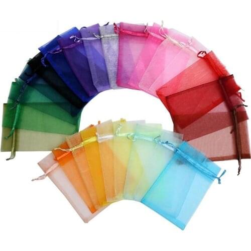 10pcs/Lot Organza Bags 7x9 9x12 CM Jewelry Candy Packaging Bags Wedding Party Eyelash Box Drawable Bag Gift Pouch