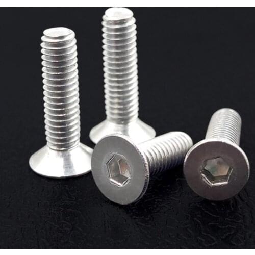 10pcs M3 M4 inner hexagon screws countersunk head screw flat hair bolts precision machine bolt 6063 aluminum alloy multicolor