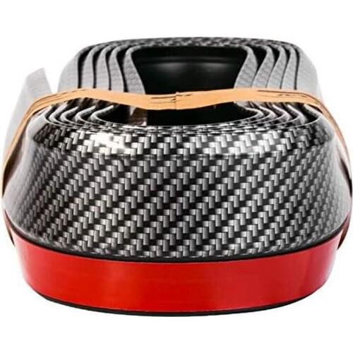 2.5M 60mm Width Strip Car Bumper Lip Strip Protectors Splitter Bumper Carbon Fiber Rubber Lip