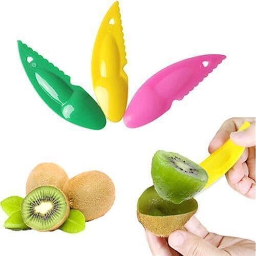 3pc/set Kiwi Spoon Plastic Candy Color Kiwi Dig Scoop Vegetable Fruit Knife Slicer Peeler Cutter Kitchen Tools