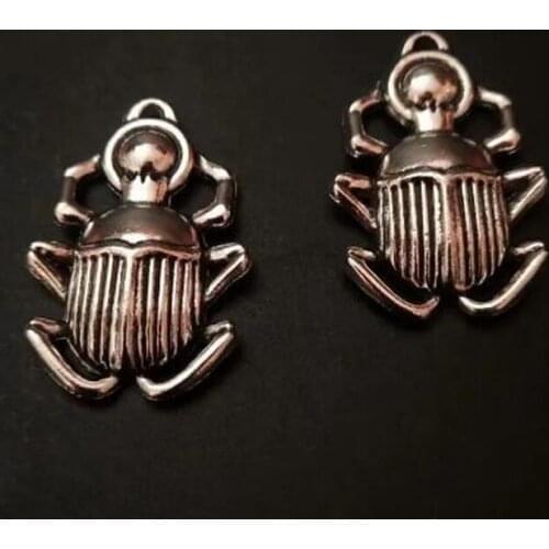 5 pcs Antique Sliver Egyptian Scarab ladybug With Charm Accessories for jewelry Bracelet Necklace making 31x21mm