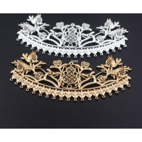 6pcs Brass Casted Filigree Flower 2mm Open Back Cabochon Base Connectors Tassel Choker Necklace Hair Head Jewelry DIY Making