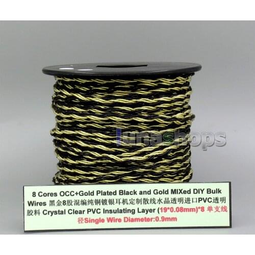 8 Core Pure OCC Silver Plated Gold Black Bulk Mixed Wire For Custom DIY Shure Fostex QDC Earphone Headphone LN006148