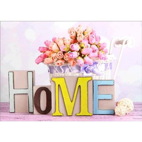 Round full diamond 5D English alphabet diamond painting flower “HOME” DIY diamond embroidery kit home decoration gift