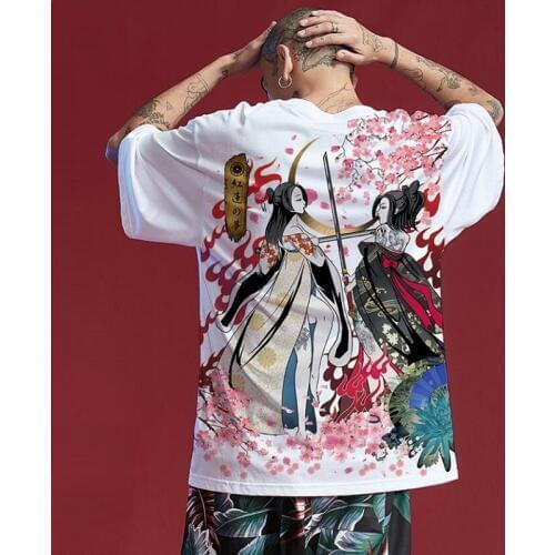 Asian Clothes Harajuku T-Shirt Unisex Hip Hop MenS Tshirt Cool Japanese Top Short Sleeve T Shirt Tops Tees Streetwear FF2696