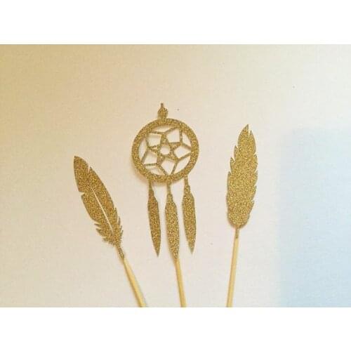 Glitter Boho tribal arrows feathers Cupcake Appetizer toppers bridal shower Wedding engagement Bachelorette party food picks