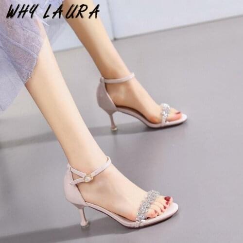 Shiny Colour Skip Diamond Transparent Cat and Woman Sandal 2021 Summer High Heel Slap Bag and Peep-Toe Fairy Style Sandal