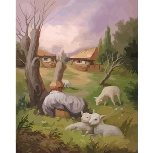 DIY Digital Painting By Numbers goat beard oil painting mural Kits Coloring Wall Art Picture Gift frameless