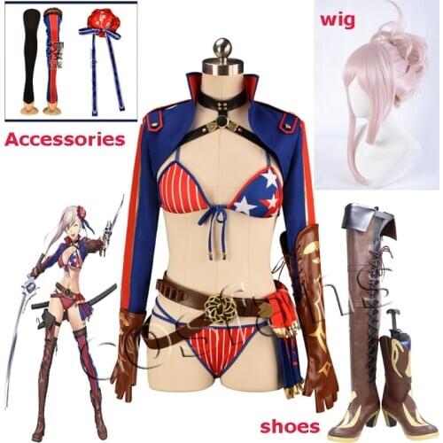 Fate Grand Order FGO Miyamoto Musashi Summer Bikini Cosplay Costume Miyamoto Musashi Dress Yukata Halloween Carnaval Swimsuit