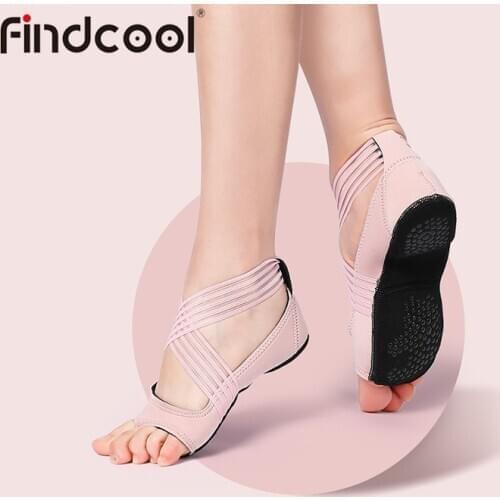 Findcool Yoga Toning Shoes Women Five Toes Finger Pilates Shoes Fitness Cross Straps Indoor Slip Resistant Yoga Socks