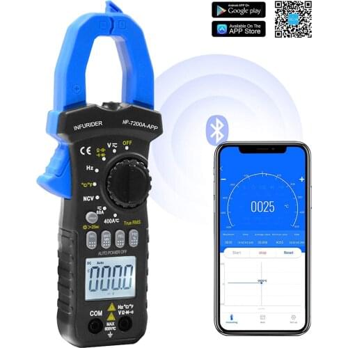HP-7200-APP AC DC Digital Clamp Meter 1000A Auto Range Wireless Bluetooth Multimeter True RMS Capacitance NCV Ohm Hz Tester