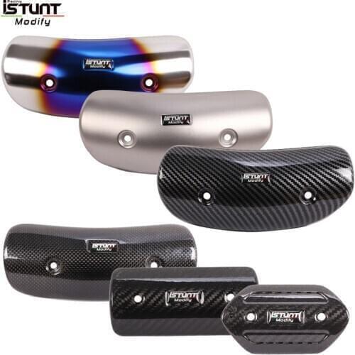 ISTUNT Universal Motorcycle Exhaust Pipe Carbon Fiber Stainless Steel Protector Heat Shield Cover Guard Anti-scalding Cover