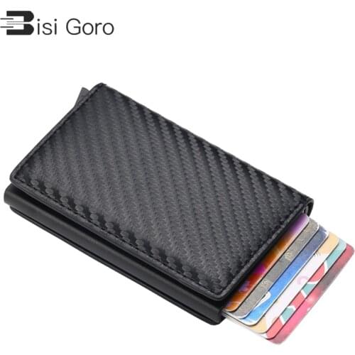 BISI GORO Smart Wallet Business Card Holder Rfid Wallet Aluminum Metal Credit Business Mini Card Wallet Dropshipping Man Women