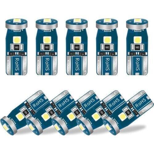 10 Pcs T10 501 194 W5W 7020 3SMD License Plate Light Bulbs Super Bright Error Free White LED Wedge Light Bulb Width Hightlight