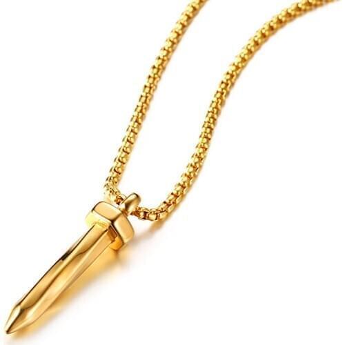Tidal Men Jewelry Hot Sale Stainless Steel Nail Shape Pendant Cool Style Polished Attractive Gold Necklace Accessories for Male