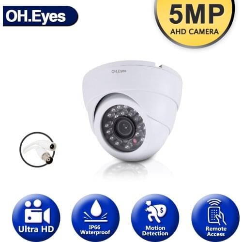 OH.eyes 5MP AHD Mini Dome IR CCTV Camera Support IR-CUT Night Vision 24pcs Infrared Lamps CCD for Home Security Remote Viewing