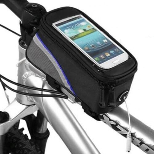 Premium Cell Phone Pockets for Bicycle Touching Screen Phone Bag with Reflective Strap Double Zipper Design 4.8/5.5inch