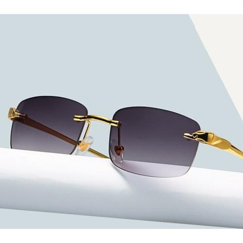 Fashion Vintage Rimless Square Sunglasses Women Men Luxury Brand Designer Travel Driving Metal Small Sun Glasses UV400 Eyewear