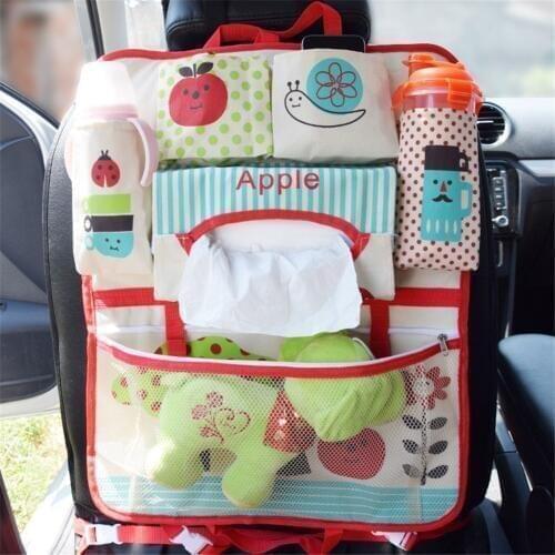 Cartoon Car Organizer Back Seat Storage Bag Baby Travel Hanging Bag Stowing Tidying Car Cup Holder Backseat Organizer for Kids
