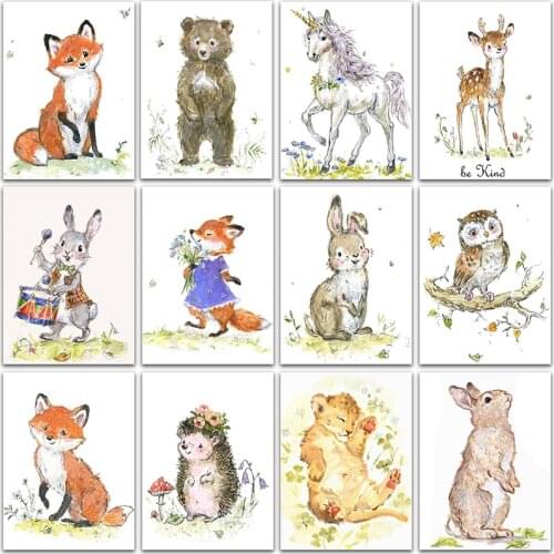5D Diamond Painting Kit Paint Cartoon animal unicorn rabbit Lion fox Full Square&Round embroidery mosaic Cross stitch home decor