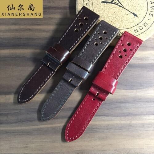 New Handmade Cowhide Watchbands Genuine Leather Belt Custom Universal Strap 16MM 18MM 19MM 20MM 21MM 22MM Waterproof Watch Band