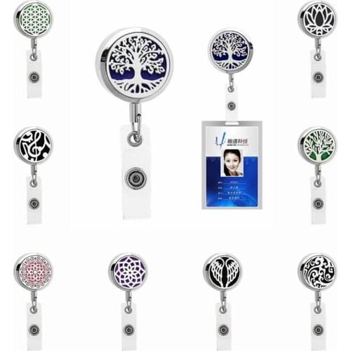 BJ-1 New 316L stainless steel Badge Holder Essential Oil Diffuser Locket Name Tag Alligator Clip Holder Free 10pcs pads