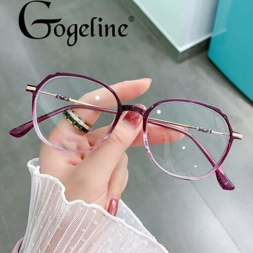 New Computer Glasses Anti Blue Light Round Eyewear for Women Men Blocking Glasses Optical Spectacle Eyeglass Gradient Frame