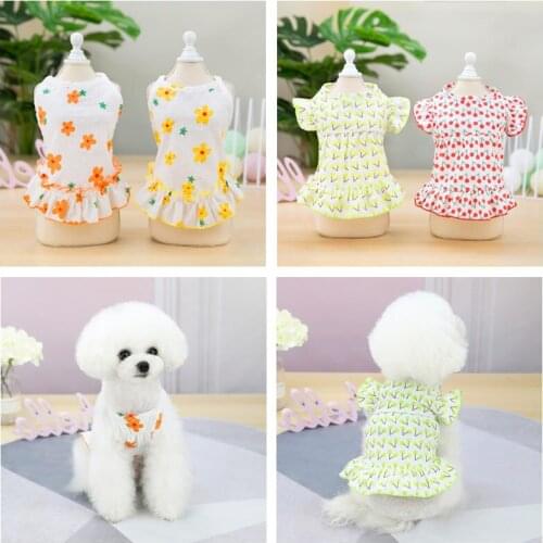 Dog Clothes Dresses Summer Pet Dog Dress Princess Apparel Yorkshire Corgi Pomeranian Poodle Small Dogs Skirt Cat Clothing 2021 S