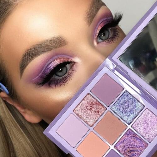 9 Colors Eyeshadow Palette Portable Matte Shimmer Long-lasting Eye Shadow Daily Makeup Pallet Set Mint Pastels Lilac Eyeshadow