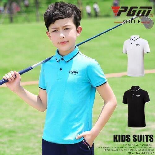 PGM Children Breathable Golf T Shirts Boys Teenager Short-Sleeved Training T-Shirt Boys Comfortable Sportswear D0782