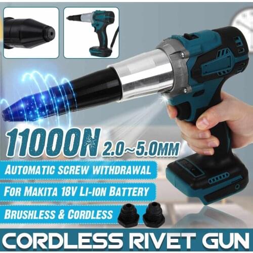 140N.m Brushless Electric Rivet Gun Cordless Nut Riveting Tool 2.0-5.0MM Automatic Screw Withdrawal For Makita Battery 18V