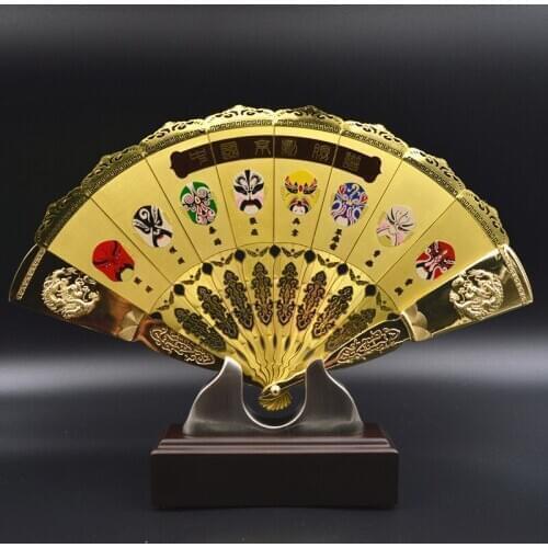 Chinese style gifts, three-dimensional gold fan small screen ornaments, folk Beijing opera facial arts, home furnishings