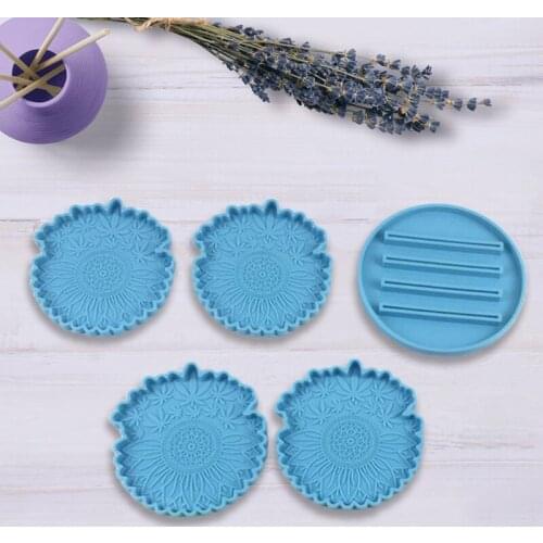 Sunflower Maple Leaf Coaster Epoxy Resin Mold Cup Mat Coaster Holder Casting Silicone Mould DIY Crafts Jewelry Home Decorations