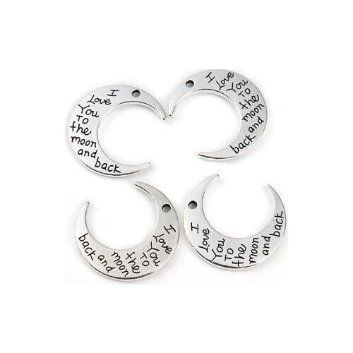 20pcs/lot 26*29.5mm moon lettering Connector Metal Alloy Pendant For DIY bracelet Jewelry Making fg4s