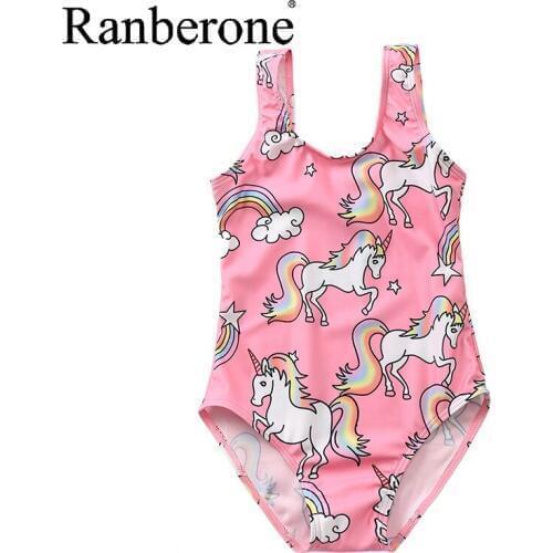 Ranberone Girls Swimwear New 2020 Girl Swimsuit One Piece Children Swimsuit Kids Tankini Bathing Suit Beachwear Beach Swim Suit