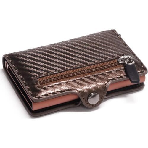 RFID Metal Card Holder Button Coin Wallet Protection Vintage Carbon Fiber Wallet Men Slim Wallet Aluminum Card Case