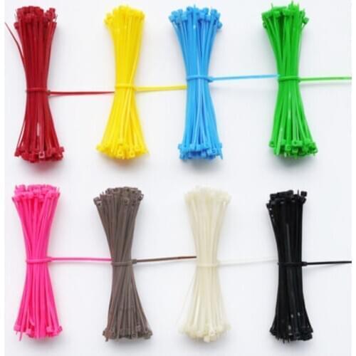Self-locking nylon cable ties 3 * 100mm hand straps 1000 pcs / pack red yellow blue green white plastic network cable ties
