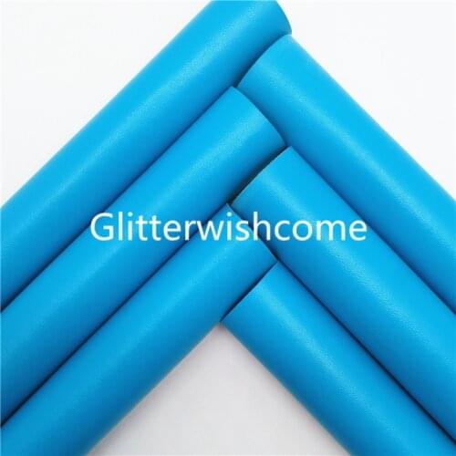 Glitterwishcome 21X29CM A4 Size Blue Thin 0.6MM Synthetic Leather, Soft Fabric, Faux Leather Sheets for Bows GM1002B
